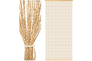 YCBTREE Tenda per porta del balcone, 90 x 200 cm, stile bambù, con 52 fili, zanzariera in perle di legno, per balcone, camera da letto, campeggio, tenda decorativa per porta, realizzata a mano (colore legno)