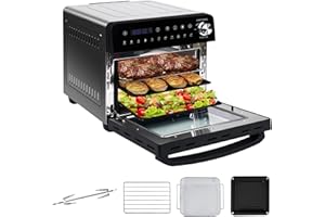 Forno Friggitrice Ad Aria Calda 14L, Emphsism Air fryer Fornetto Elettrico con 11 Programmi Preimpostati, 1800W Friggitrice ad Aria Senza Olio con Schermo, Mini Forno Inclusi Ricettario e 4 Accessori