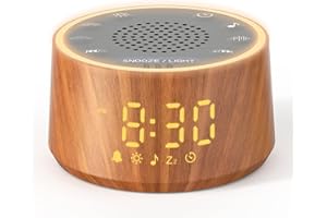 Dreamegg Sveglia con Rumore Bianco e Luce - Macchina del Rumore Bianco per Neonati e Adulti, 25 Suoni Rilassanti, 10 Luci Notturne, Display Regolabile, Sveglia Senza Telefono, Sonno Profondo, D1 Nova