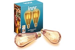 innr E27 WiFi Filament Bulb Edison Vintage Compatible avec Alexa & Google Assistant, Wi-Fi Smart Bulb, LED connectée, Dimmable, 2200K, ST64, 2-Pack, WRF 764-2