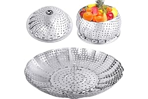 Blissify Steamer Inserts (Pack of 1) – Silver Steaming Basket for Cooking - Small Stainless Steamer for Pots, Pans - Durable Vegetable Steamer with Handle - Home and Kitchen Accessories