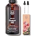 Bionoble Organic Castor Oil 100ml - 100% Pure, Natural, Cold Pressed - Lashes, Eyebrows, Body, Hair, Beard, Nails - Vegan, Cruelty Free - Glass Bottle + Pipette + Pump