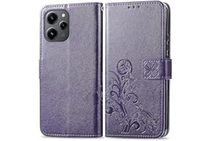 RankOne Funda de Cuero para Redmi 12 (4G) / Redmi 12 5G (6.79" Inches), Carcasa Wallet con 3 Ranuras para Tarjetas 1 Bolsillo para Monedas - Morado Oscuro
