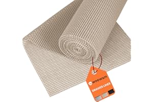 WEEWAM Rollo de Alfombrilla Antideslizante para Cajones de Cocina, 50 x 300 cm (XXL) Forro EVA para Muebles de Cocina, Tapete Protector Armarios Cajones Estantes, Sostenible y Impermeable (Beige)