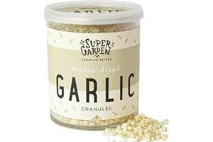 SUPERGARDEN Super Garden Freeze Dried Garlic Granules | 100% Pure, Natural, No Additives | Nutritious and Flavourful Dried Herbs | Perfect for Cooking, Seasoning, and Marinades | Long-Lasting Freshness | 60g