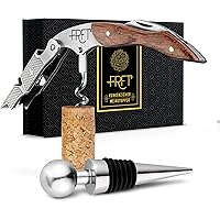 FRFT – Premium Korkenzieher Wein – Flaschenöffner aus rostfreiem Edelstahl & Rosen Holz – Weinöffner Set Kellner mit…