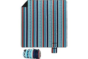 ‎LIFERUN LIFERUN 300x300cm Maschinenwaschbar XXL Picknickdecke – Extra Groß Faltbare Picknick Blanket für bis zu 20 Personen, Stranddecke & Campingdecke mit Tragegriff, Grün Gestreift