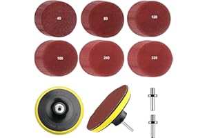 JIDRMC 60 BläTter Schleifpapier 125mm Klett, 2 Stück Klett-StüTzteller, Schleifpapier 40/80/120/180/240/320 KöRnung, M14 Schleifscheiben Klett für Winkelschleifer Bohrschleifer