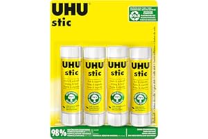 UHU Stic - Bâton de colle sans solvants, blanche, lot 4 stics de 40g