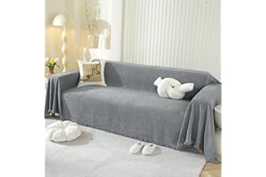 ‎SHANNA SHANNA Einfarbig Sofa Überwurfdecke 1/2/3/4 Sitzer, Chenille Ganzjährig Nutzbar Sofabezug L Form U Ecksofa Große Sofa Überzug, Vielseitige Sofaüberwurf Couch Überzug Sofa Cover Futonbezug mit Quaste