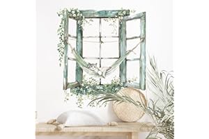 Supzone Adesivi Murali Gatto Addormentato su Swing di Finestra, Murales Adesivi da Parete Grandi - Adesivi Murali Camera da Letto Soggiorno，Sticker da Muro per Camere Ragazze