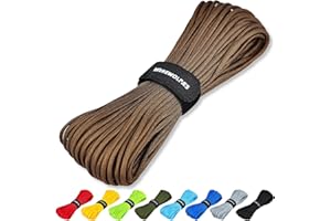 WEREWOLVES Corde en paracorde à 7 brins de type III - 4 mm - 30,5 m/61 m - Pour travaux manuels, projets de bricolage, bracelets de survie (marron, 30,5 m)
