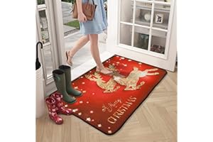 Aohcae Wycieraczka na Boże Narodzenie, 40 x 60 cm, dywan bożonarodzeniowy, mata antypoślizgowa, do użytku na zewnątrz, na Boże Narodzenie, nadaje się do prania, wycieraczka bożonarodzeniowa do drzwi