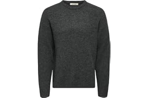 ONLY & SONS Onswake RLX Ls Crew Neck Knit, Mörkgrå melange, M