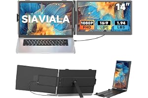 14,0 tums bärbar skärmförlängare, bärbar bildskärm för bärbara datorer 13-17,3 tum, 1080P FHD IPS dubbel bärbar dator med USB