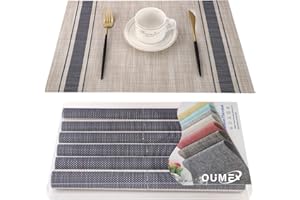 OUME Manteles Individuales de Mesa Lavable Antimanchas Antideslizante Resistente Al Calor PVC Vinilo Salvamanteles Individuales