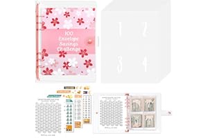 DRAUPNIR 100 Envelope Saving Challenge, A5 Classeur Budget avec Challenge Tracker & Compartiments D'argent Pré-Numérotés, Budget Planner Enveloppe pour Economie Argent