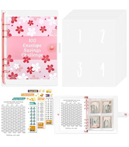 Challenge Budget Planner 100 Jours - Carnet Enveloppes A5 Français - Organisateur Financier Rose