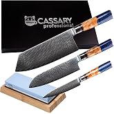 Damascus Steel Knife Set with Sharpening Stone Included Japanese Kitchen Damascus Steel Knives Set Professional Damascus Kniv