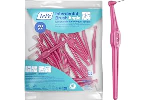 TePe Angle Vinklad Mellanrumsborste, Rosa, 0.4mm/ISO 0, 20-pack | Effektiv rengöring mellan tänderna, för Bakre tänder, Ta bort plack, för Små mellanrum, Där en tandborste inte når