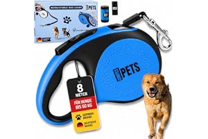 CORTES PETS rullkoppel hundkoppel 8m för stora och små hundar upp till 50 kg – utdragbart hundkoppel 8 m med bajspåse – infäl