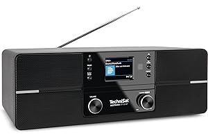 TechniSat DIGITRADIO 371 CD BT - Stereo Digitalradio (DAB+, UKW, CD-Player, Bluetooth, Farbdisplay, USB, AUX, Kopfhöreranschluss, Kompaktanlage, Wecker, 10 Watt, Fernbedienung) schwarz/silber