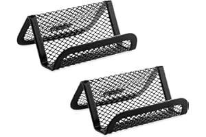 YUEMING 2 Pièces Porte-Cartes de Visite, Maille Métallique Présentoirs de Carte de Visite Support de Carte de Visite en Métal Support Téléphonique pour Comptoir, Bureau, Réception d'Hôtel