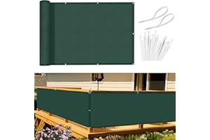 Sunnylaxx Balcony Privacy Screen 60x600 cm Fence Screen for Balcony and Patio, Balcony Cover, PES(170g/㎡) Water-Repellent Wind Protection, with Rope and Aluminium Eyelets customisation Green