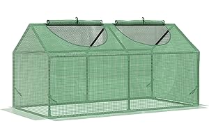 Outsunny Serra da Giardino a Casetta con Copertura in PE, Serra per Orto con Picchetti e Bordi Estesi per Piante e Fiori, 120x60x60cm, Verde