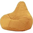 icon Dalton Cord Recliner Bean Bag, Ochre Yellow, Large Adult Bean Bag Chair with Filling Included, Comfy Chair, Living Room Furniture, Bedroom Furniture