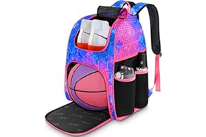MATEIN Basketball Bag, Sturdy Soccer Bag with Ball Holder & Shoe Compartment, Large Basketball Backpack for Training Equipment, Water Resistant Sports Ball Backpack Fits Volleyball Football, Colorful