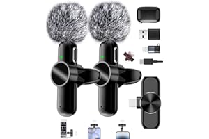 SMEIWANR Lavalier Mikrofon Kabellos, Plug and Play Kabellos USB C Mikrofone für iPhone iPad Android, Lavalier Mikrofone Wireless für Live-Streaming Video-Aufnahme