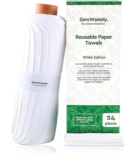 Naturemania Value Pack Of 24 Reusable Paper Towels - Paperless Paper Towels Made With Super-Soft, Pure Absorbent 100% Cotton, Washable Paper Towel Set For Kitchen