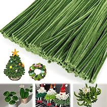 Kit Fil Chenille Vert 600 Pièces – 400 Cure-Pipes + 100 Yeux Mobiles + 100 Pompons – Loisirs Créatifs DIY