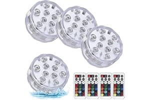 WIYETY Illuminazione Subacquea Piscina Con Telecomando 4 Pezzi Luce Piscina RGB Con 16 Colori, Multicolore RGB Luci Piscina, Luci Decorative Per Piscina