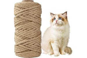 BUCOMTU Sisalseil für Kratzbaum, 6MM x 50M Katzenkratzbaum Spezial Ersatzseil, DIY Bastelmaterial, Hausgarten Dekoration Hanfseil