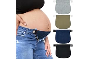 FANTASYON 4 Pezzi Estensori Cintura Premaman Regolabili in Cotone Elastico, Estensori Cintura Premaman, Prolunga Pantaloni Gravidanza per Donne Incinte per Pantaloni e Gonne