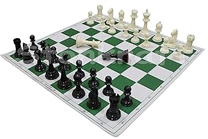 StonKraft 17'' x 17'' Tournament Chess Jeu d'échecs Pliable en Vinyle avec pièces en Plastique Solide (avec Reine supplémentaire) - Idéal pour Les Joueurs d'échecs Professionnels…