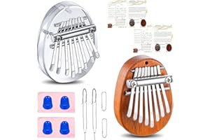 LAQULA Confezione da 2 Mini Kalimba Thumb Piano 8 Tasti Finger Piano Strumento Musicale Professionale con Istruzioni per lo Studio Portachiavi Pendente Accessori Regali per Bambini Adulti Principianti