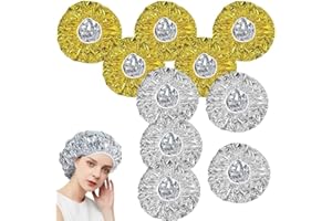 Aluminiumfolie Duschhaube, XiXiRan 10 Stück Wärmekappe, Duschhauben Wiederverwendbar, Wärmekappe für haare, Aluminiumfolie Duschhaube Haarkappen, Haarkappen für Damen und Herren (Golden, Silber)