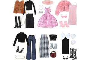 19 stycken dockkläder set med tillbehör – dockmode med klänningar och accessoarer – docktillbehör för 30 cm – glitter flickti