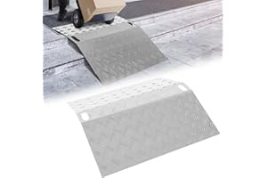 Daromigo Rampe de seuil de porte en aluminium pour fauteuil roulant - Charge maximale : 270 kg - Rampe de seuil antidérapante - Portable - Avec poignées - 80 x 70 x 10 cm