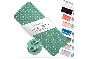 ‎TONIAMO Toniamo Badewannenmatte rutschfest 100x40 cm | Extra Lange Badematte rutschfest | Antirutschmatte Badewanne ohne BPA | Badewannen Matte antibakteriell & maschinenfest | Anti Rutschmatte | Grün