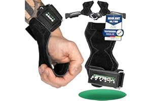 ‎NETROX NetroxSports - Elite Grips Fast Zughilfen für Krafttraining - echtes Leder - Fitness Lifting Straps für Kreuzheben, Bodybuilding mit Handgelenkschutz - Grip Zughilfe, Zughilfen Gym für Männer & Frauen