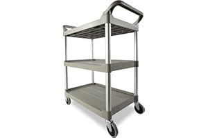 Rubbermaid Commercial Products Plastic 3 Shelve Service Cart - Platinum