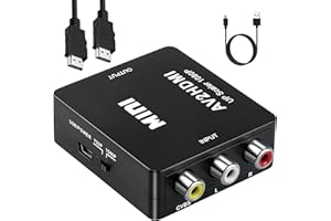 SZJUNXIAO Adattatore da AV a HDMI con cavo HDMI, Video Audio Convertitori 1080P 720, Supporta PAL/NTSC con USB Cavo per PC/WII/N64/TV/PS3/Blu-Ray DVD