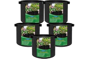 Joyzakzak Pack of 5 Plant Bags 20 L/11 L/30 L Extra Strong Tomato Tub, Fabric Pot 20 L Tear-Resistant Fabric Plant Bag Plant Bags Non-Woven Fabric Plant Bag Fabric Pots for Balcony Patio Greenhouse