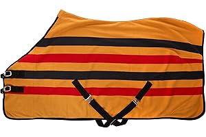 Cwell Equine FLEECE HORSE RUG cooler stable travel show NEWMARKET STRIPE (5'6")
