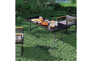 THINIA HOME Mesa Catering Plegable Portátil Rectangular 180 cm: Multiusos para Camping, Eventos Exteriores o Interiores | Resina y Patas Acero | 4-6 Personas, Carga 150kg