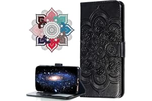 MRSTER Funda para Xiaomi Redmi Note 8T, Estampado Mandala Libro de Cuero Billetera Carcasa, PU Leather Flip Folio Case Compatible con Xiaomi Redmi Note 8T. LD Mandala Black